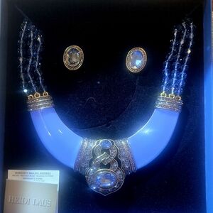 Heidi Daus Sapphire Blue and Gold Necklace Set